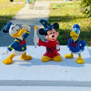 Lot of 3 Vintage Disney Hong Kong PVC Mini Figures Cake Toppers Mickey Donald